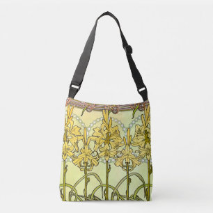 Antieke Alphonse Mucha Art Nouveau lelie patroon Crossbody Tas