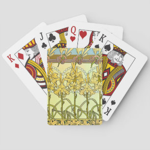 Antieke Alphonse Mucha Art Nouveau lelie patroon Pokerkaarten