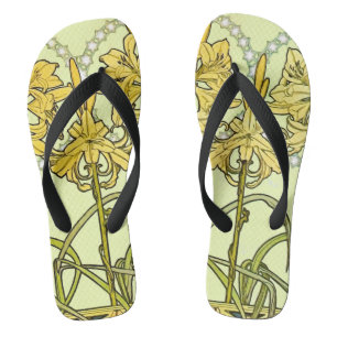 Antieke Alphonse Mucha Art Nouveau lelie patroon Teenslippers