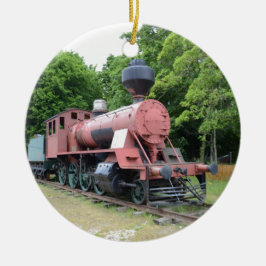 Antieke Amerikaanse Stoomlocomotief Keramisch Ornament