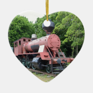 Antieke Amerikaanse Stoomlocomotief Keramisch Ornament