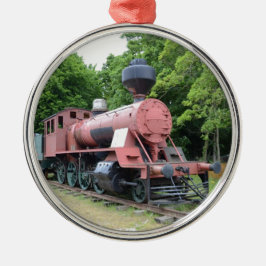 Antieke Amerikaanse Stoomlocomotief Metalen Ornament