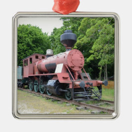 Antieke Amerikaanse Stoomlocomotief Metalen Ornament