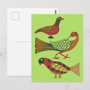 Antieke Amerikaanse Vogels in Volkskunst Bloemschi Briefkaart