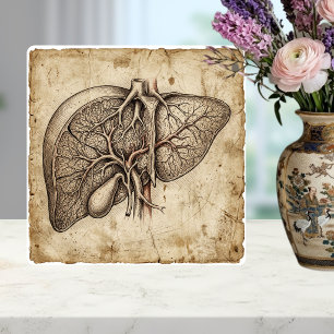 Antieke anatomische pentekening van de lever in se tegeltje