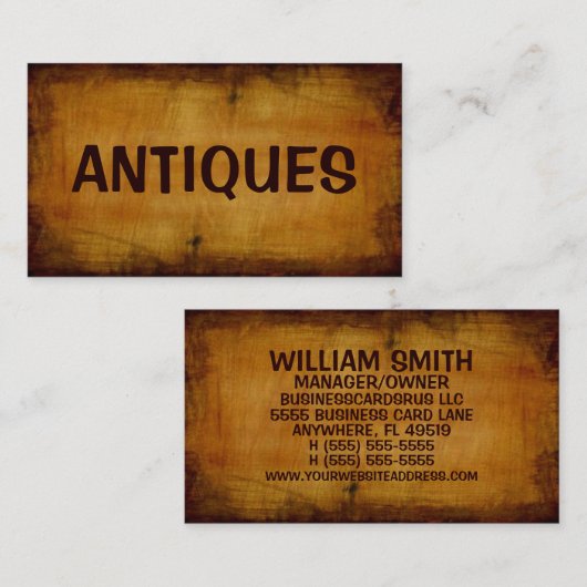 Antieke Antiek Visitekaartje (Voorkant / Achterkant)