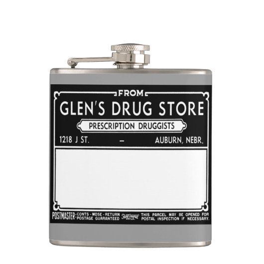 Antieke Apotheek Etiket Heupfles (Voorkant)