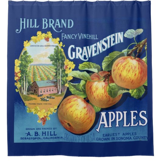 Antieke Apple krat label Douchegordijn (Voorkant)