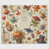 Antieke Aquarel Ephemera Herfst Cadeaupapier (Vlak)