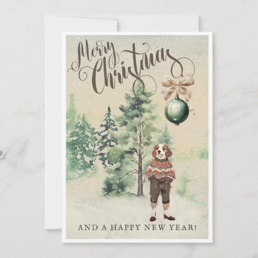 Antieke Aquarel Jachthond Hond Feestdagenkaart (Voorkant)