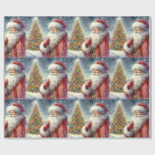 Antieke aquarel Kerstman Cadeaupapier (Vlak)