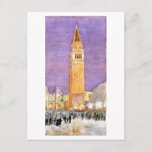 Antieke aquarel van het plein van Sint-Marcus in V Briefkaart