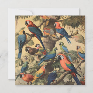 Antieke Ara Jungle Botanische Kunstkaart op Maat