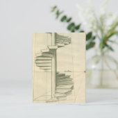Antieke architecturale trap, wenteltrap briefkaart (Staand voorkant)