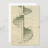 Antieke architecturale trap, wenteltrap kaart (Voorkant / Achterkant)