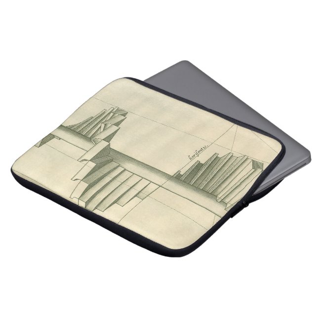 Antieke architecturale trap, wenteltrap laptop sleeve (Voorkant top)