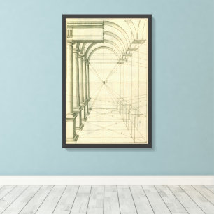 Antieke architectuur, bogen kolommen perspectief canvas afdruk