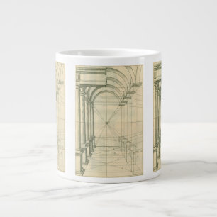 Antieke architectuur, bogen kolommen perspectief grote koffiekop