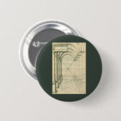 Antieke architectuur, bogen kolommen perspectief ronde button 5,7 cm (Voorkant /achterkant)