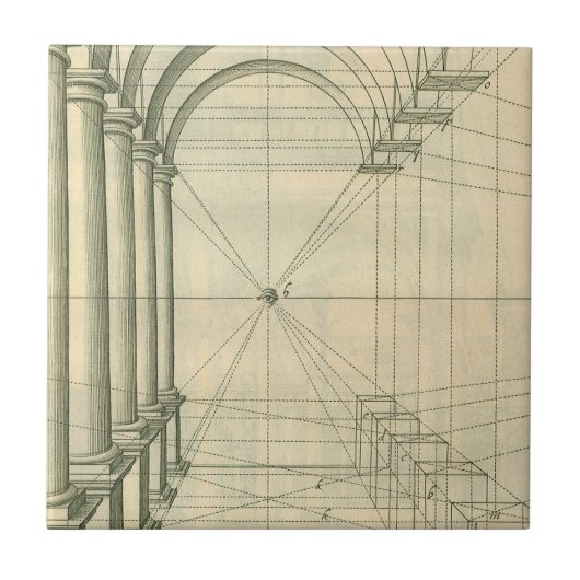 Antieke architectuur, bogen zuilen perspectief tegeltje (Voorkant)
