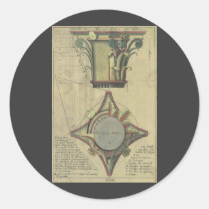 Antieke Architectuur, Decoratieve Hoofdstadkroon Ronde Sticker
