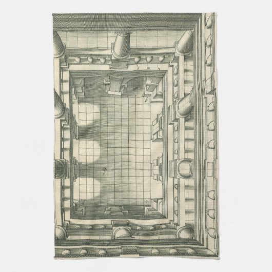 Antieke architectuur, perspectief van binnenplaats theedoek (Verticaal)