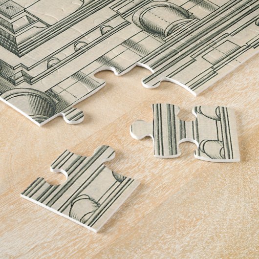 Antieke architectuur, perspectief van de atriumbin legpuzzel (Zijkant)