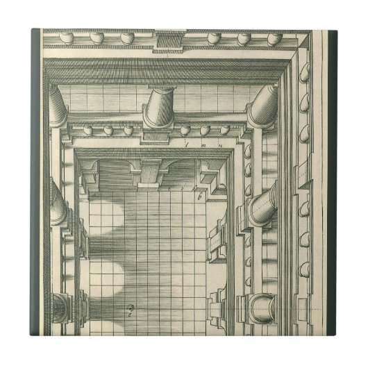 Antieke architectuur, perspectief van de atriumbin tegeltje (Voorkant)