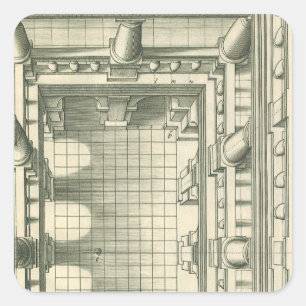 Antieke architectuur, perspectief van de atriumbin vierkante sticker