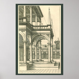 Antieke architectuur, Romeinse binnenplaats met zu Poster