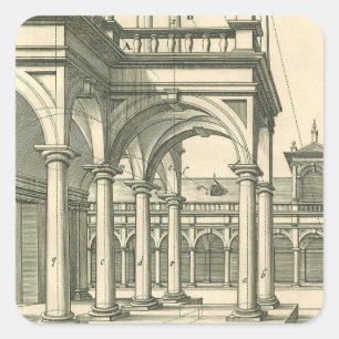 Antieke architectuur, Romeinse binnenplaats met zu Vierkante Sticker