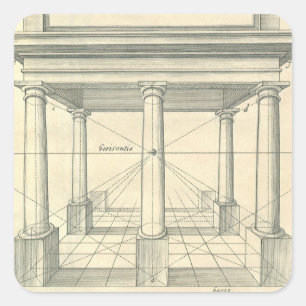 Antieke architectuur, Romeinse portiek met zuilen Vierkante Sticker