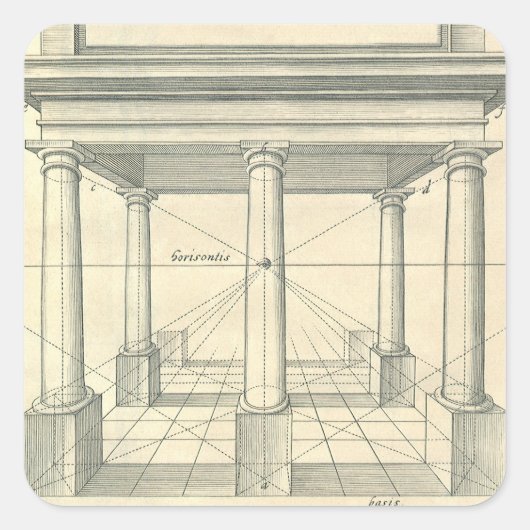 Antieke architectuur, Romeinse portiek met zuilen Vierkante Sticker (Voorkant)