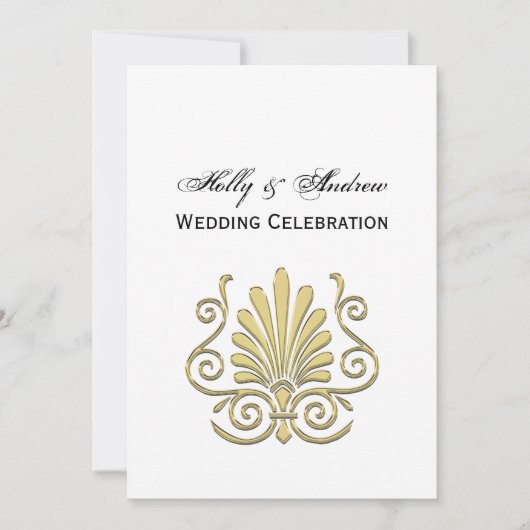 Antieke Art Deco Goud Plume Arabesk Kaart (Voorkant)