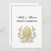 Antieke Art Deco Goud Plume Arabesk Kaart (Voorkant / Achterkant)