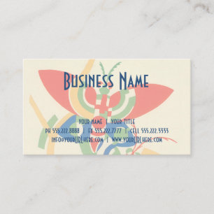 Antieke Art Deco Jazz Pochoir Tuin Vlinders Visitekaartje