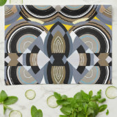 Antieke Art Deco Pochoir Jazz Geometrische Vormen Theedoek (Gevouwen)