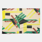 Antieke Art Deco Pochoir Jazz Geometrische Vormen Theedoek (Horizontaal)