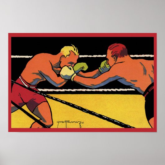 Antieke Art Deco sportboksen, boksers slaan Poster (Voorkant)