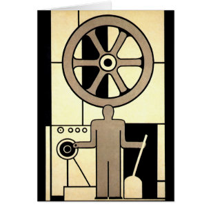 Antieke Art Deco Zakelijke Wiel en Machine Arbeide