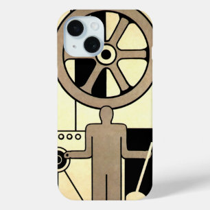 Antieke Art Deco Zakelijke Wiel en Machine Arbeide iPhone 15 Case