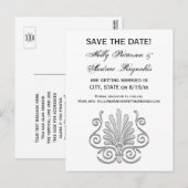 Antieke Art Deco Zilveren Pluim Arabesk Aankondigingskaart (Voorkant / Achterkant)