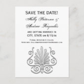 Antieke Art Deco Zilveren Pluim Arabesk Aankondigingskaart (Voorkant)