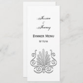 Antieke Art Deco Zilveren Pluim Arabesk Kaart (Voorkant / Achterkant)