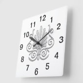 Antieke Art Deco Zilveren Pluim Arabesk Vierkante Klok (Hoek)