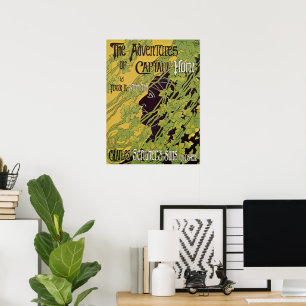 Antieke Art Nouveau-boek, Avonturen van kapitein H Poster