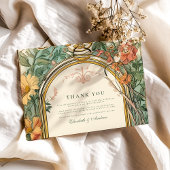 Antieke Art Nouveau Bruiloft met Bloemen Bedankkaart