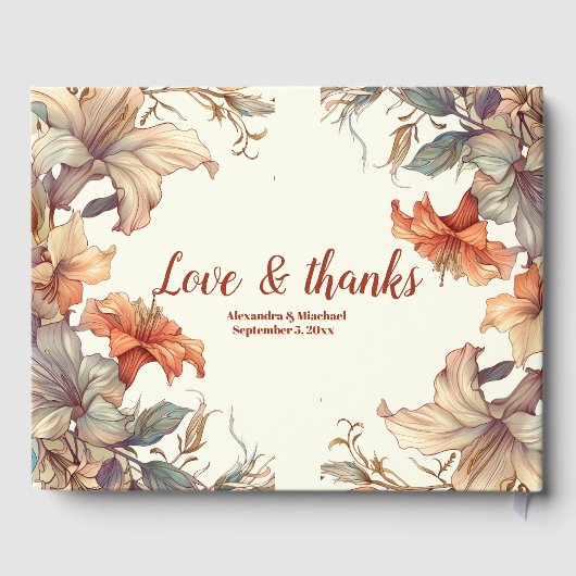 Antieke Art Nouveau Bruiloft met Bloemen Gastenboek (Achterkant)