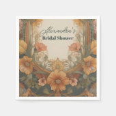 Antieke Art Nouveau Bruiloftsfeest met bloemenmoti Servet (Voorkant)