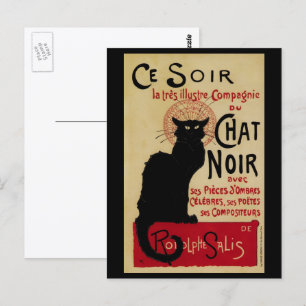 Antieke Art Nouveau, Ce Soir Chat Noir Zwarte Kat Briefkaart